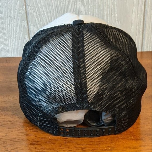 VTG Trucker hat Heart Flag design black mesh snapback EUC 90s Y2K - Picture 3 of 6